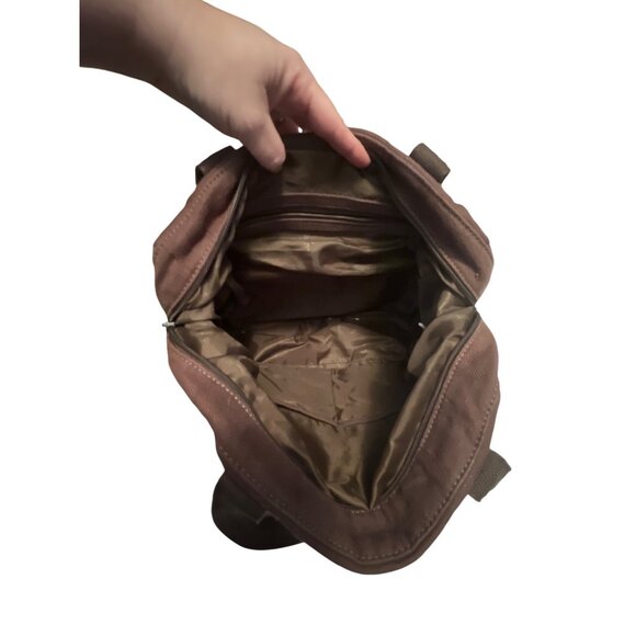 Thirty-One Brown Canvas Tote Bag With Dual Handles & Front Pockets - Picture 3 of 4